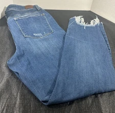 Judy Blue Jeans Womens 13/31 Blue Slim Fit Distressed Raw Hem JB82403DK Tall