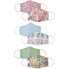 Reusable Cloth Face Mask Washable 3-Layer Contour Reversible Floral Small 3/Pack