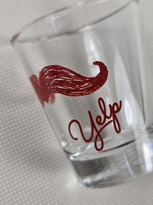 #ad Yelp Mustache Shot Glass Inv. #13405 $6.95