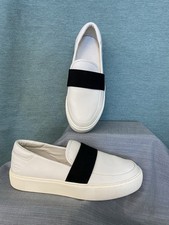 Ugg White Loafers With Black Elastic Strap. Women s Size 10 Slip on Loafer