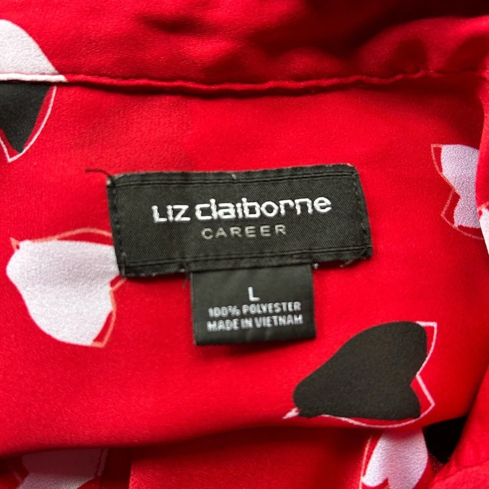Top caprichoso estampado corazón LIZ CLAIBORNE talla L San Valentín romántico twee profesor Foto 4 de 4
