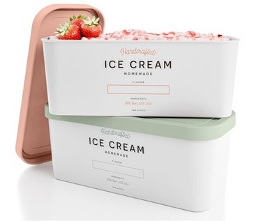 ZICOTO Set of 2 Reusable Ice Cream Tub Containers 2 Quart 2 quarts, Multi