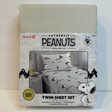 NEW Peanuts 75 Years Snoopy Skiing Winter Holiday Twin Sheet Set 3 Pc Exclusive