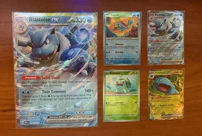 Blooming Waters Promo Cards w/ Jumbo Blastoise, Pokemon 151 Premium Collection