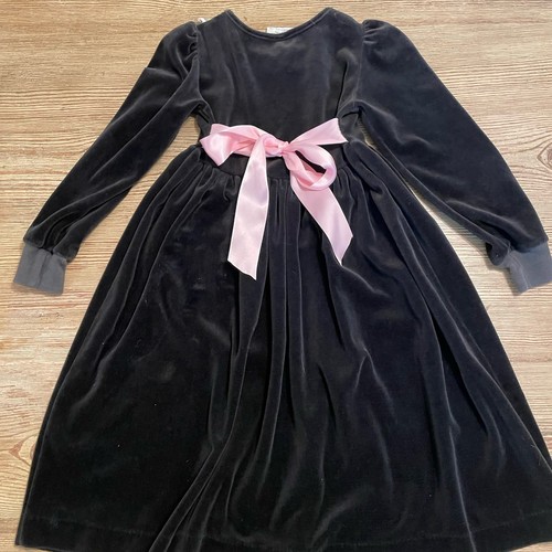 Rebecca Raggs VTG Original Black Velour Long Sleeve Flower Girl's Dress Size 5 - Picture 2 of 7