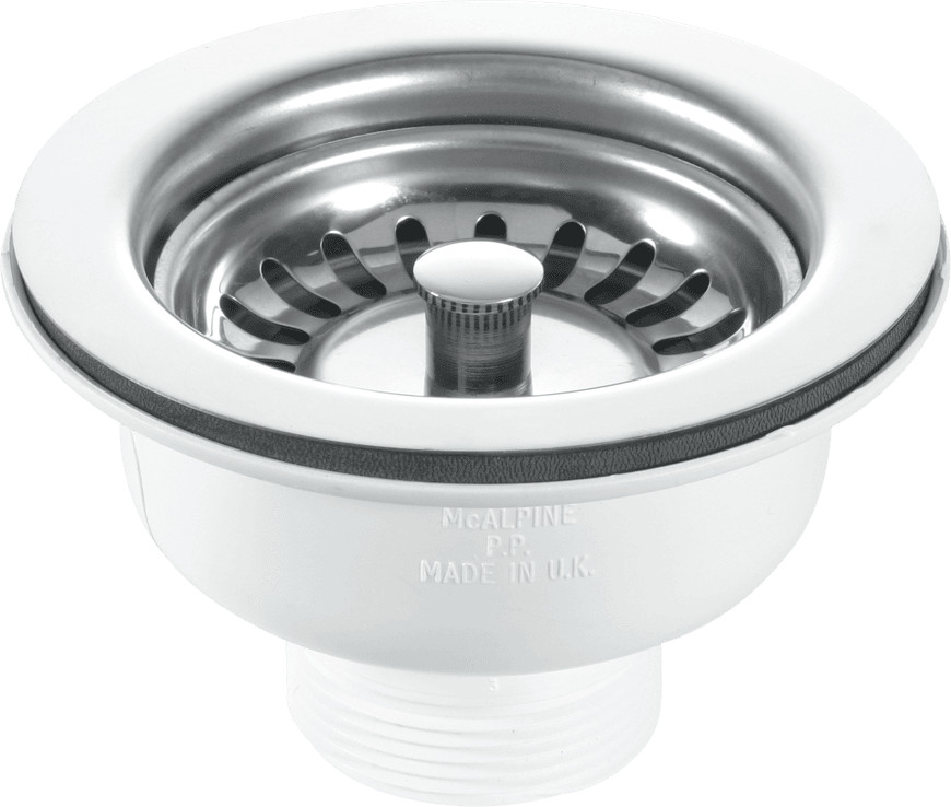 McAlpine BWSTSS 1.5""Basket Strainer Waste 113mm S Steel Stemball Plug Centre Pin