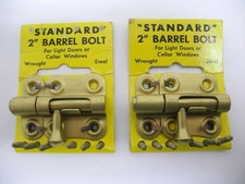 Lot 2 Vintage NOS SHELBY METAL Co. Standard 2" Barrel Bolt Wrought Steel 321-2