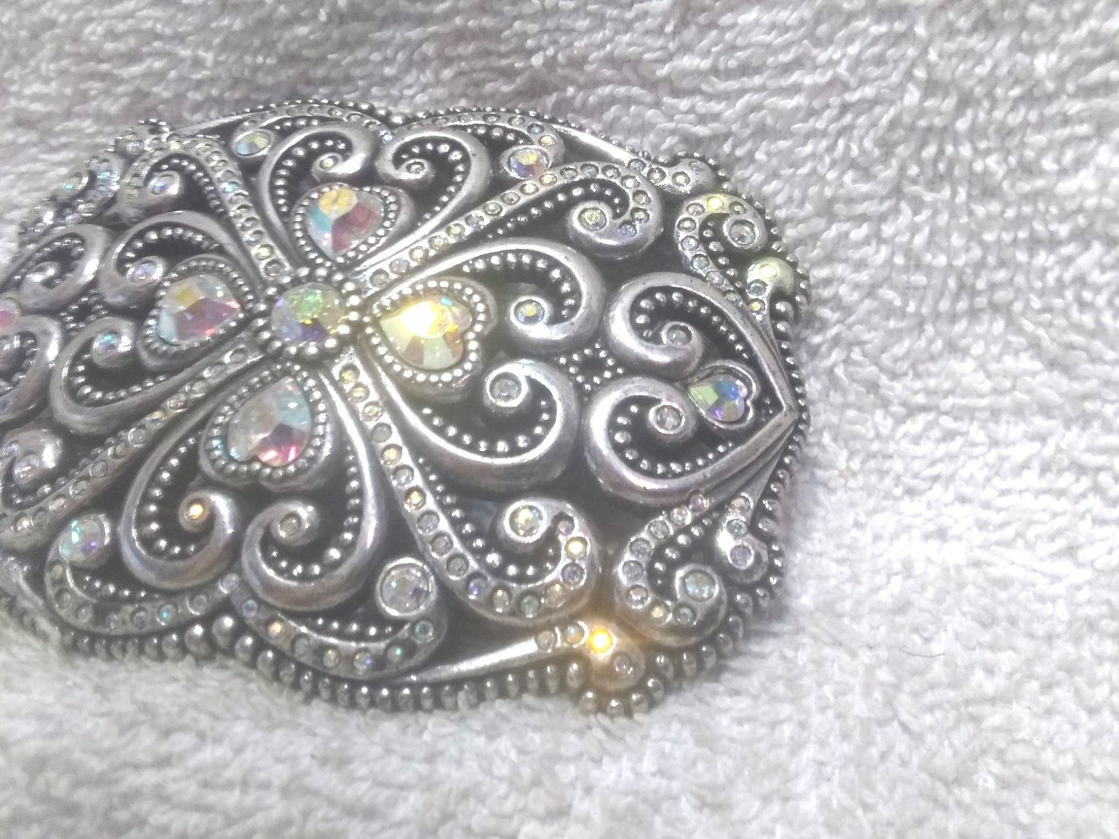 Large Rhinestone Filled Rectangle Flower Center S… - image 4