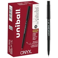 uni-ball ONYX Rollerball Pen, Fine Point (0.7mm), Black, 12 Count
