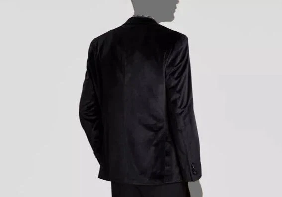 Abrigo deportivo de terciopelo liso ajustado Alfani para hombre en negro-36S Foto 2 de 4