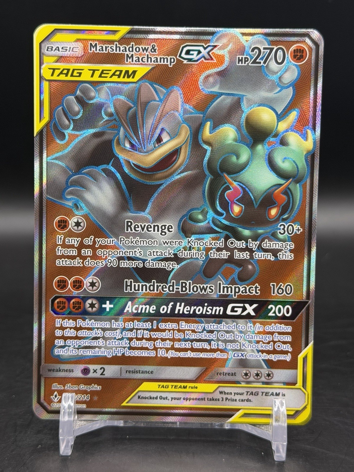 Marshadow & Machamp GX Full Art Tag Team Unbroken Bonds 198/214 English NM