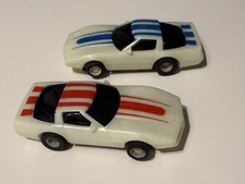 TYCO HO SLOT CARS GLOW-IN-DARK CORVETTES LOT OF 2 UNTESTED SOLD AS-IS FOR PARTS