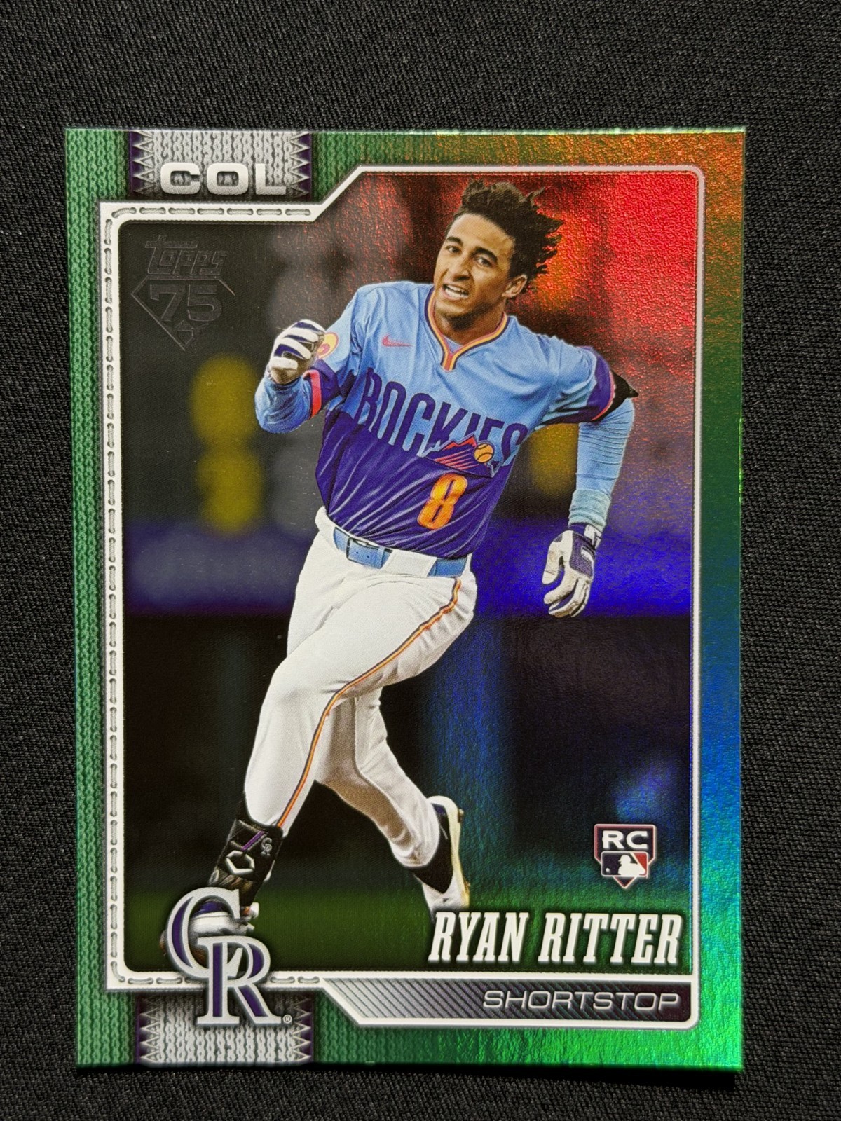 2026 Topps Series 1 • Ryan Ritter RC #18 Green Rainbow Foil /99 • Rockies
