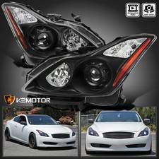 Fits Black 2008-2015 Infiniti G37 Q60 Coupe Factory Style Projector Headlights
