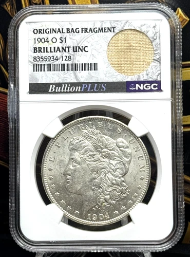 1904-O Morgan Dollar NGC BU 💎 Original Bag Fragment Holder 90% Silver | LOT 457