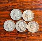 Washington Quarters 25c 90% Silver Coin (1 Lot of 5) various years  2D's   #8