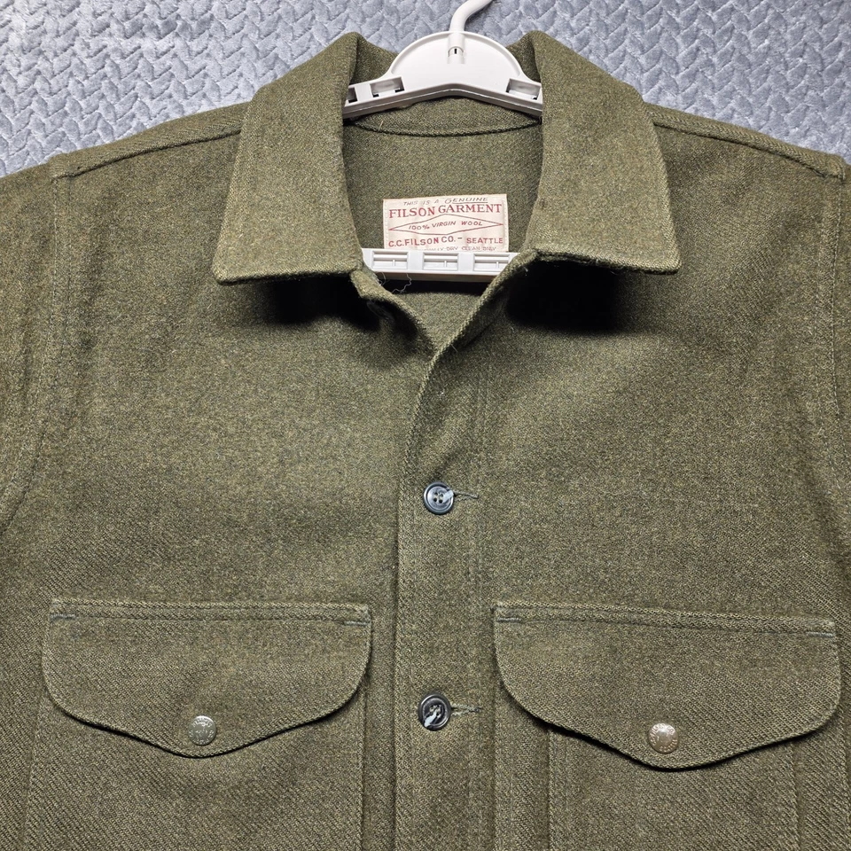 Vintage Filson Mackinaw Wool Cruiser Jacket Men's M/L Green USA Made Y2K Era - Image 3 of 4