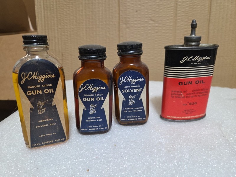 Vintage 3 Oz Old Oval Lead Top J C Higgins 626 Gun Oil Can Oiler Tin solvent Etc