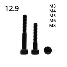 Black 12.9 Steel Hex Socket Bolts Cap Head Screws Partial Thread M3 M4 M5 M6 M8