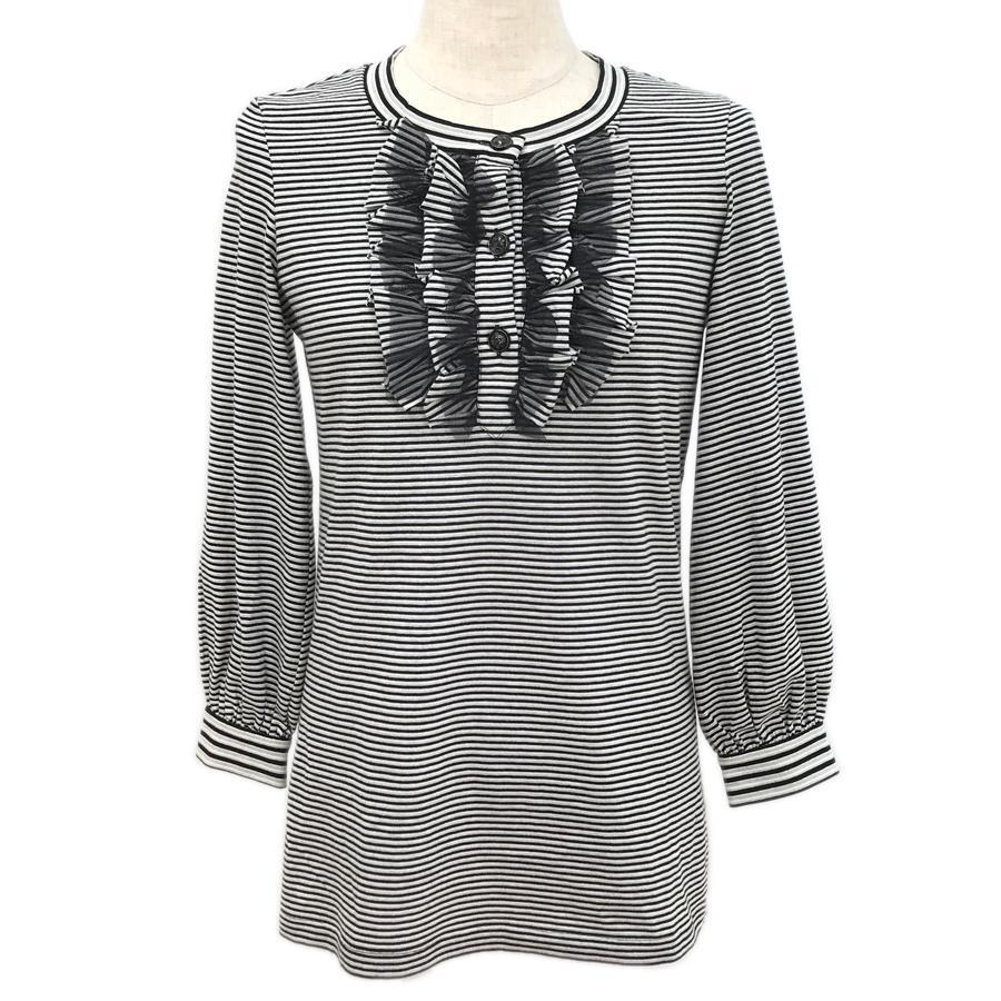 Chanel Authentic Women Long Sleeve T-shirt White Black Gray