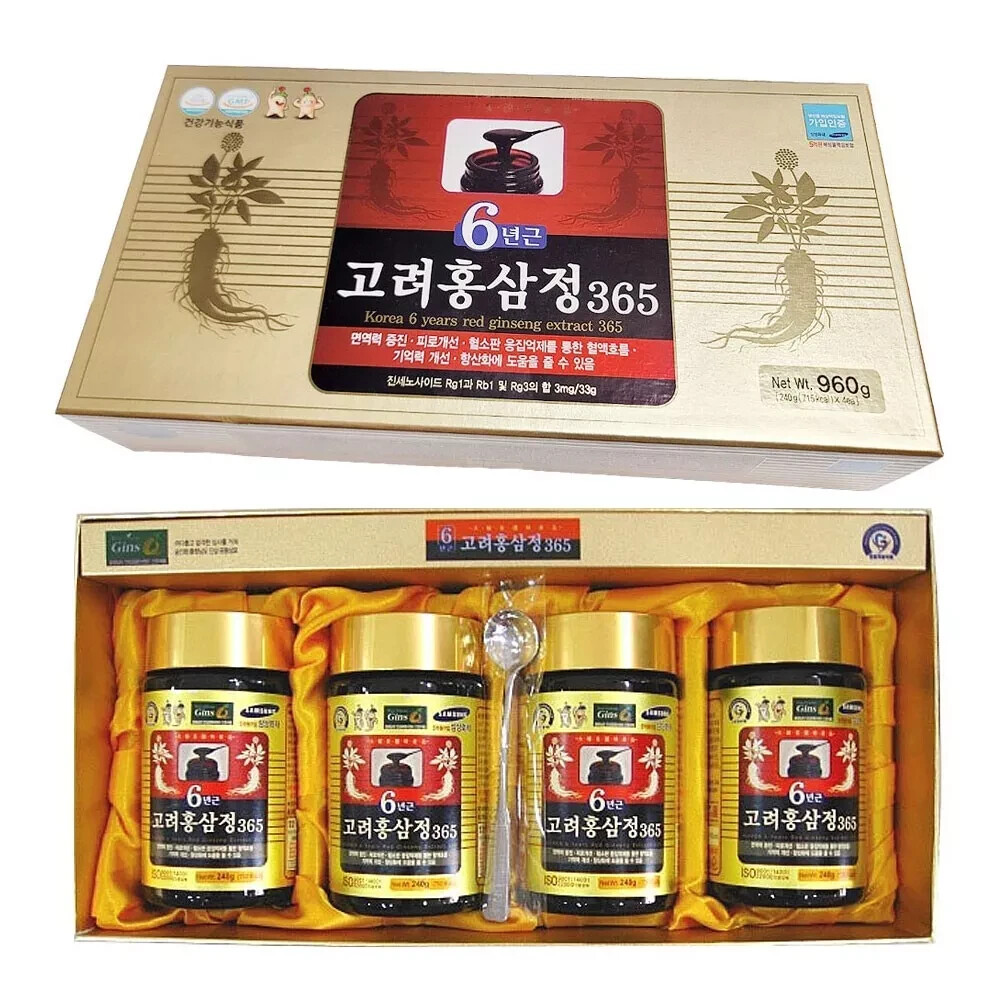 [Express] Extracto de ginseng rojo coreano de 6 años 365, 240 g x 4ea té de g...