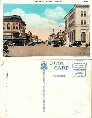 17th Street Merced CA Full View Postcard Unused (35612)