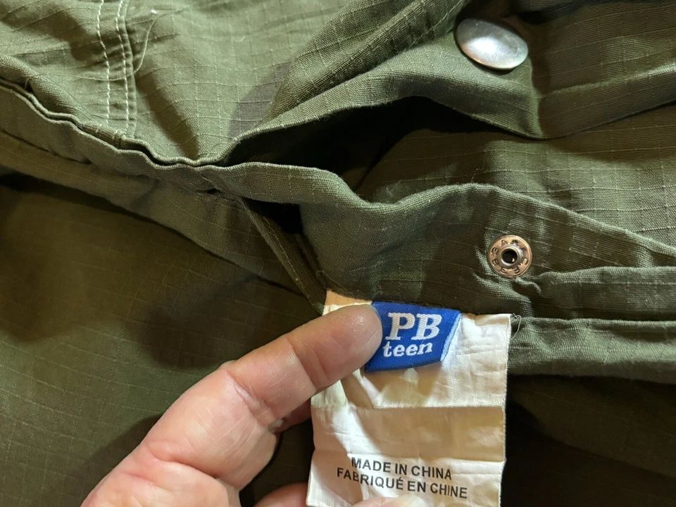 Pottery Barn Teen Cotton Duvet Olive Green Size Twin - Image 3 of 4