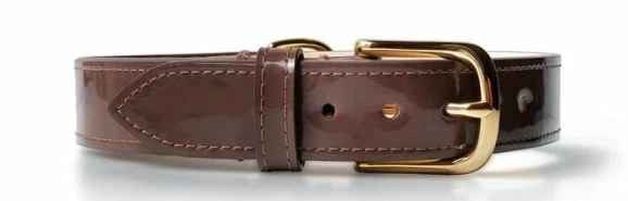PATITA CHOCOLATE MOCHA PATENT LEATHER PET COLLAR M, NEW, PERSONALIZATION AVAIL