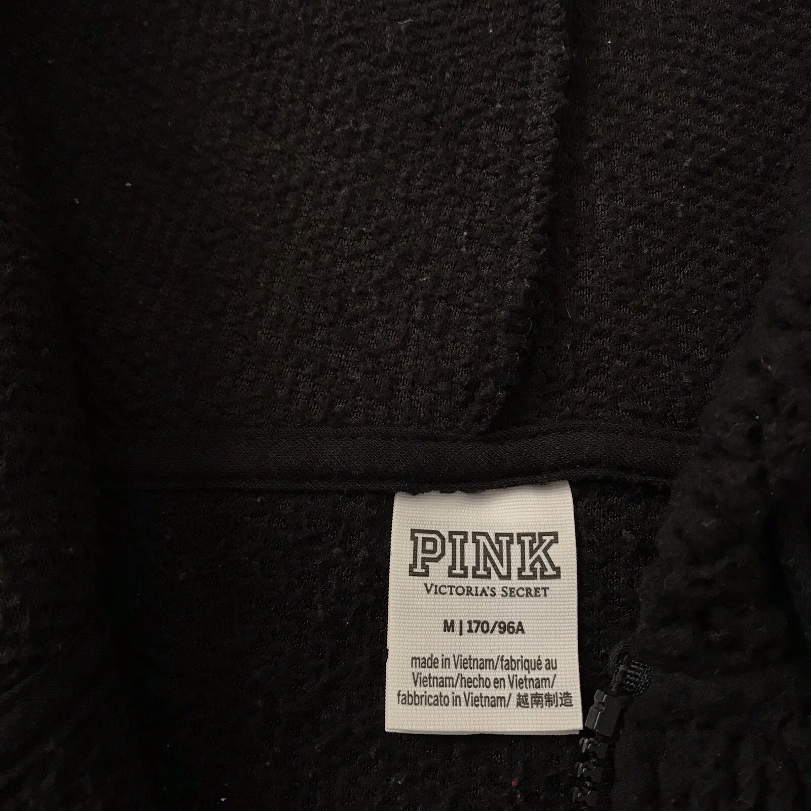 UNDERCOVER Felpa con cappuccio ROSA Victoria’s Secret nera M media Teddy Sherpa 1 4 zip