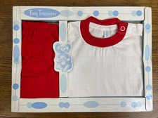 Vtg Tiny Treasures Outfit 2 Piece Romper Set Size 12 Months Red White 19-22 Lbs
