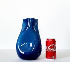 VINTAGE ITALIAN MODERN BLUE MURANO ART GLASS VASE 10"