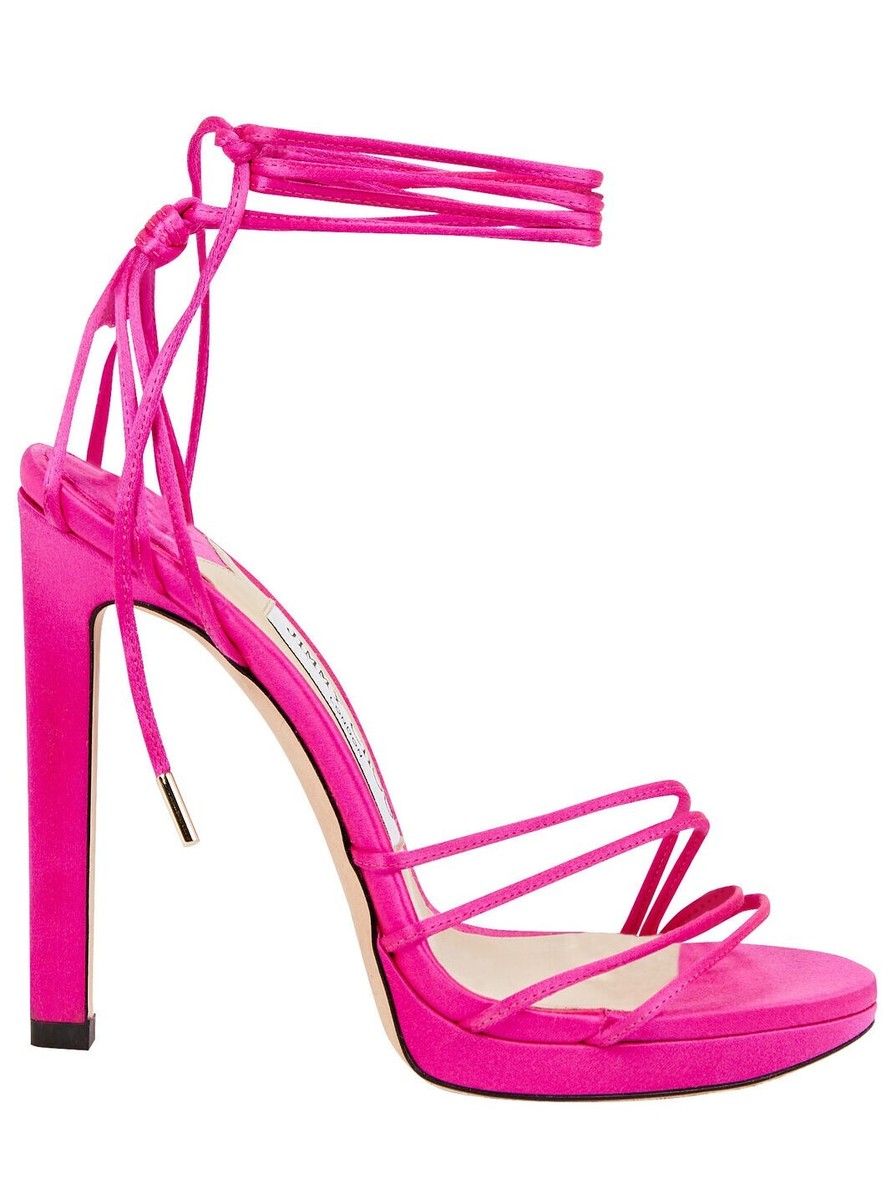シューズ・サンダルその他 JIMMY CHOO Woman High heel shoes Fuchsia GIAN140SAT FUCHSIA Jimmy Choo Antia 85 J000154069 Strappy High Heel Sandals