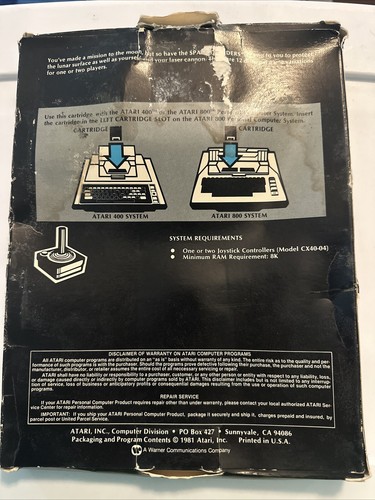 Space Invaders Atari 400 800 Complete in Big Box Manual CIB Computer Program - Picture 4 of 16