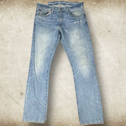 Polo Ralph Lauren jeans taille 31x30 Varick coupe fine droite ligne rouge Selvedge - Photo 1/17