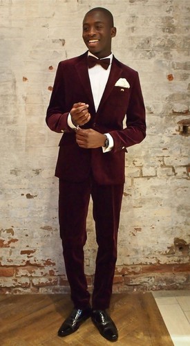 Mens Red Velvet Tuxedo Suit Grooms 