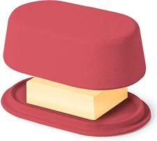 Butter Dish with Lid for Countertop – Red Butter Storage Holder – Eco Modern Bam