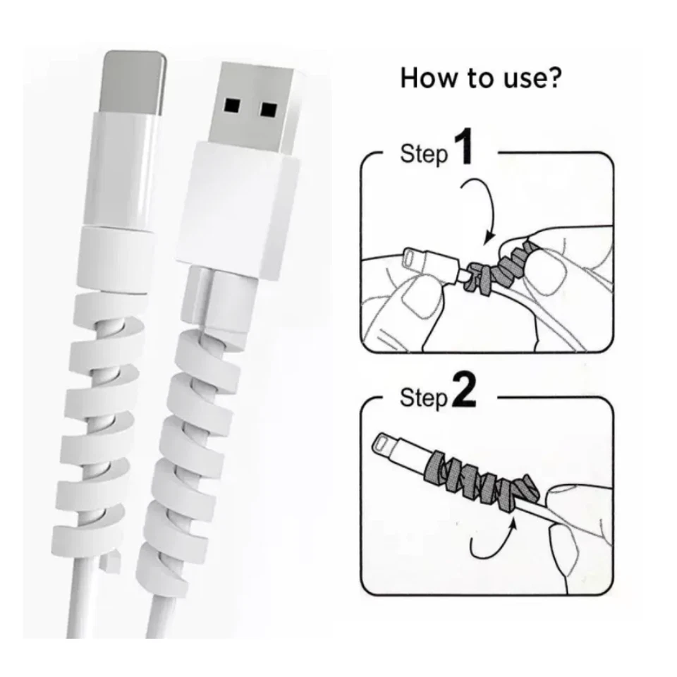 10 x Spiral Cable Protector Charging Cable Wire Organizer For Phone Data Line - Image 3 of 4