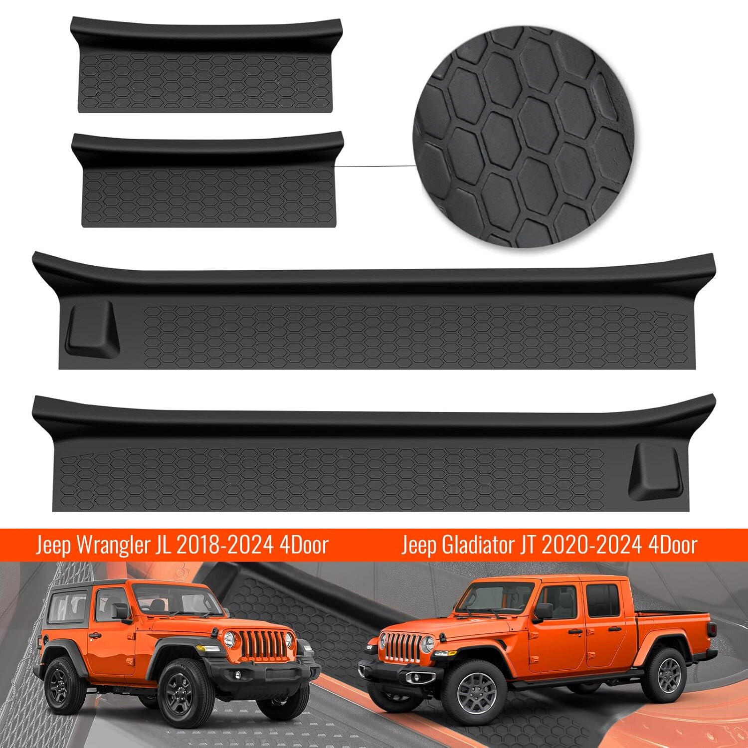 Jeep Wrangler JL 4-Door 2018-2024 Door Sill Guards Scuff Plate Protector