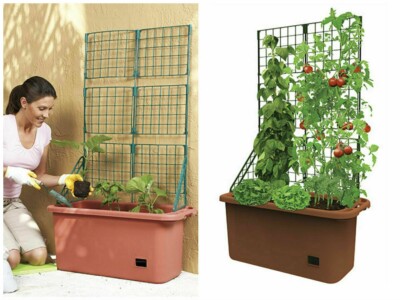 Mobile Self Watering PLANTER with TRELLIS Flowers Vegetables Tomatoes On Wheels