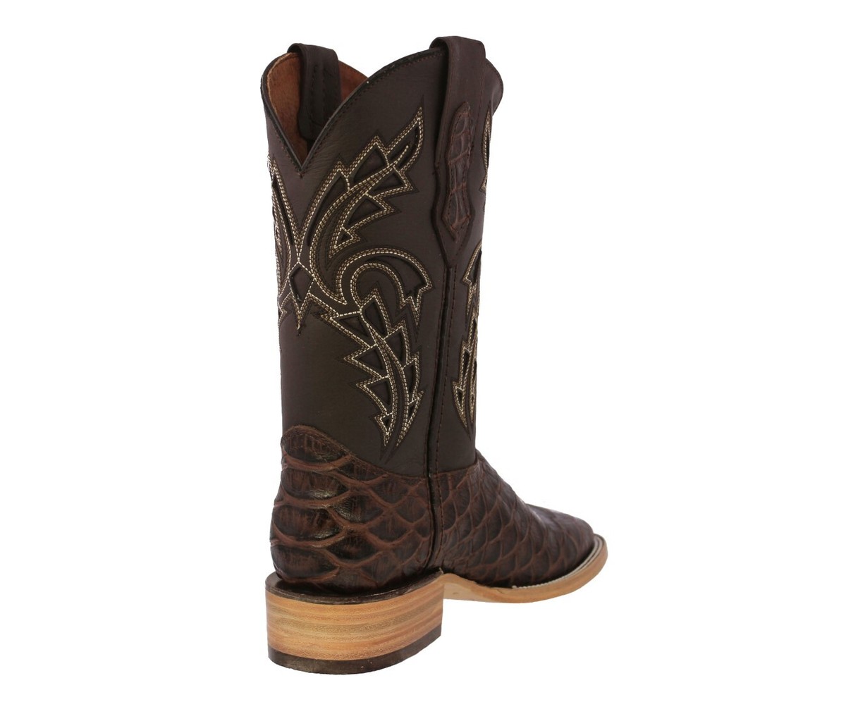 Amazonas Brown Snakeskin Print Leather Western Boots Wide EE Men\'s 8 Brazil MENS Brown PYTHON Snake Faux Leather Pointed Toe Cowboy  main image 3