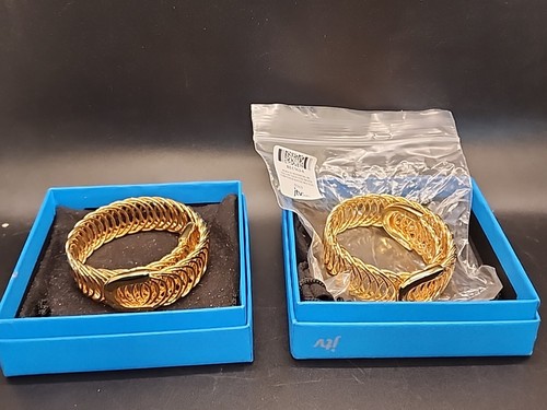 Moda Al Massimo 18k Gelbgold plattiert Bronze Panzer Armreif Armband 8" - Bild 6 von 7