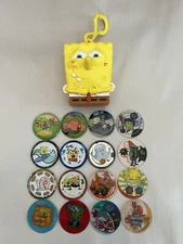 Lot Of 16 SpongeBob Tazos Metal Crystal Classic And Portable SpongeBob.
