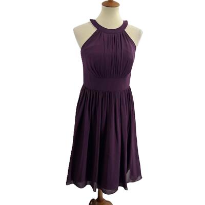 Azazie Purple Dress Halter Sleeveless Pleated Chiffon Womens Estimated Size 8