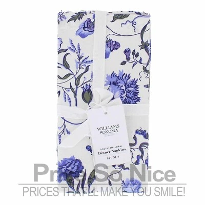 WILLIAMS-SONOMA Williams Sonoma Southern Floral White - Set of 4 MSRP $40