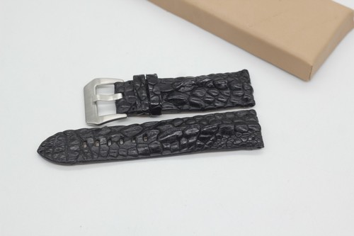 24mmx22mm Black Genuine Crocodile Leather Watch Band PaneraiStrap #WB109