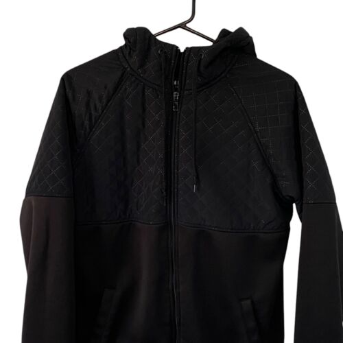 Empyre Full Zip Jacket Mens Size S Tonal Black Hooded High Neck Pockets - Picture 2 of 7