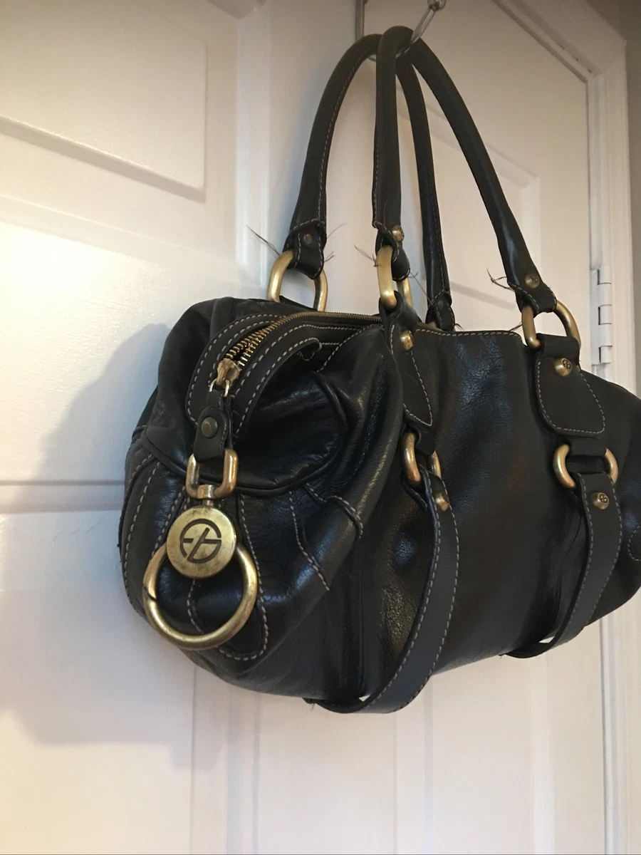 Francesco Biasia leather handbag black used Genuine Leather