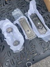 Nostalgic New York  Plate Egg & Dart Knob Privacy Door Set Antique Pewter BN40