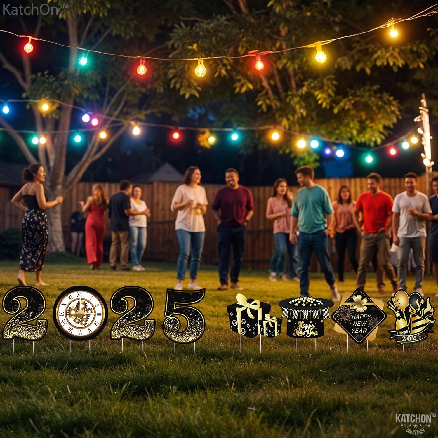 KatchOn Happy New Year Yard Sign 2025 - Pack of 8 | Happy New Year Yard Lawn ...