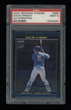 2002 Bowman Chrome Rookie Autograph #385 David Wright PSA 9 RARE IN SLAB